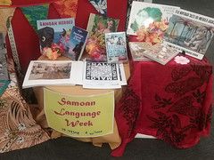 Samoan Language Week display at Shirley Library