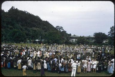 Sing-sing on Boxing Day at the Old Football Oval, Lae, between 1955 and 1960, [5] Tom Meigan