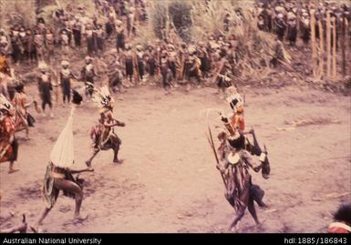 Men running, woven head piece