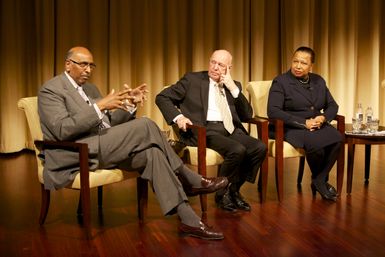 A Path to Equality: The Impact of the Civil Rights Acts of the 1960s; Michael Steele (left), former Chairman of the Republican National Committee and Lieutenant Governor of Maryland; Jim Jones (middle), former Chief of Staff to President Johnson, Congressman, and Ambassador to Mexico; and Carol Moseley Braun (right), former Senator and Ambassador to New Zealand and Samoa