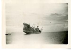 [View of the Bow of a Sinking Japanese Cargo Ship]