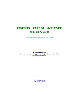 Used Oils Audit Survey - An audit survey of used oils in Samoa.