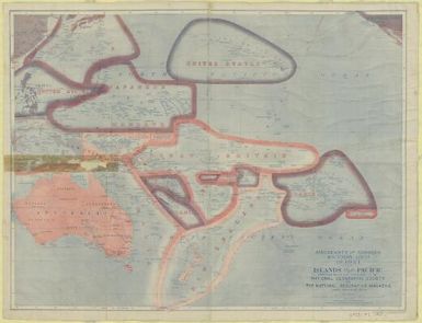 Sovereignty and mandate boundary lines in 1921 of the islands of the Pacific / prepared in the Map Department of the National Geographic Society for the National Geographic magazine, Gilbert Grosvenor, editor ; drawn by Albert H. Bumstead and James M. Darley