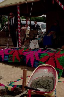 King Taufa'ahau Tupou IV, sovereign of the Kingdom of Tonga, addressing his people at the dedication of new Grey Lynn church