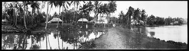 Panoramic view of an unidentified village in Samoa