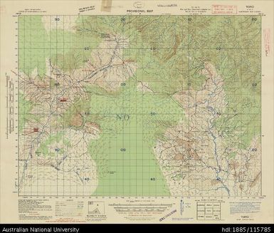 Papua New Guinea, Northeast New Guinea, Toro - overprint, Provisional map, Sheet B55/5, 3616, 1943, 1:63 360