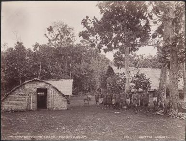 Men and boys gathered at the mission compound, Tegua, Torres Islands, 1906 / J.W. Beattie