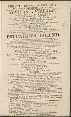 A New romantick operatick ballet spectacle, founded on the recent discovery of a numerous colony, formed by, and descended from the mutineers of the Bounty frigate called Pitcairn's Island.