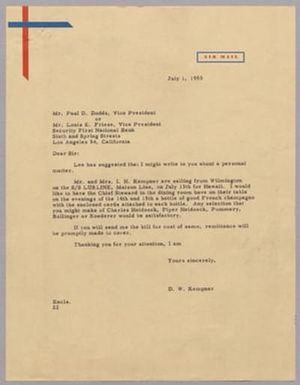 [Letter from Daniel W. Kempner to Paul F. Dodds and Louis E. Friese, July 1, 1953]
