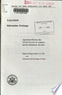 Taxation, information exchange : agreement between the United States of America and Marshall Islands, signed at Majuro March 14, 1991 with attachment and exchange of notes