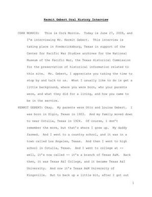 Oral History Interview with Kermit Gebert, June 27, 2009