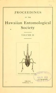 Proceedings of the Hawaiian Entomological Society
