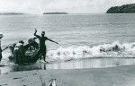 The chairman of the PEMS, Marc Boegner, getting out a boat