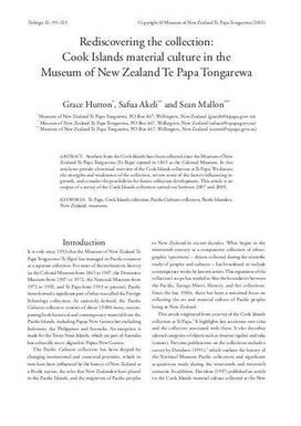 Rediscovering the collection: Cook Islands material culture in the Museum of New Zealand Te Papa Tongarewa: Tuhinga 21