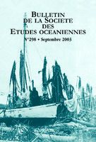 Bulletin de la Société des Études Océaniennes numéro 298