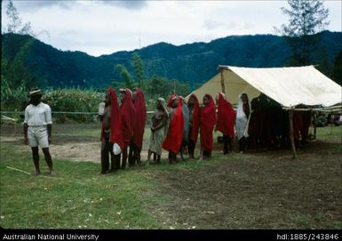 People lined up to vote