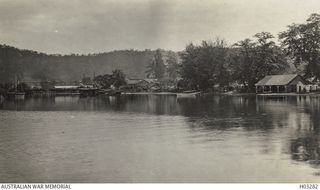 Rabaul, New Britain. c. 1915. Wharves and buildings on the waterfront