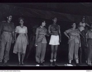 RABAUL, NEW BRITAIN, 1946-02-05. MEMBERS OF 6 ENTERTAINMENT UNIT, REHEARSING FOR MUSICAL COMEDY "MAID OF THE MOUNTAINS"