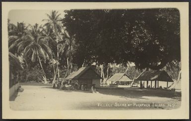 Creator unknown : Photograph of a village scene, Pukapuka Island, Cook Islands