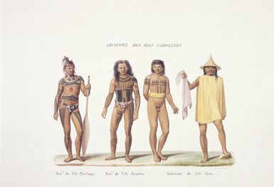 LeJeune, Jules Louis :Archipel des Iles Carolines. Nat.l de l'ile Penelape. Nat.l de i'il Aouera. Habitants de l'ile Iros. A. Chazal. [1826]