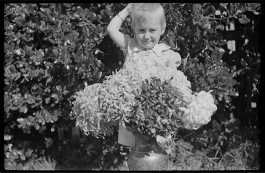 Margaret Hare with giant chrysanthemums