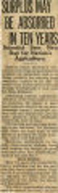 Surplus May Be Absorbed in Ten Years. Northwest History. State History. Box 38. Universities and Colleges.