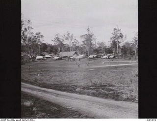 THORPEVILLE, NEW GUINEA. 1943-06-29. B COMPANY AREA AT THE 113TH AUSTRALIAN CONVALESCENT DEPOT, WITH PATIENTS PLAYING A CRICKET MATCH