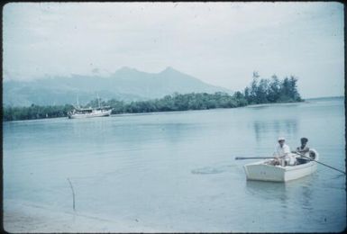 Methodist Mission vessel and canoe : Kalo Kalo Methodist Mission Station, D'Entrecasteaux Islands, Papua New Guinea 1956-1958 / Terence and Margaret Spencer