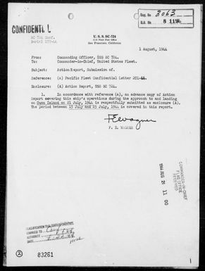 USS SC-724 - Report of Operations, Period 7/15-25/44 - Landings on Guam Island, Marianas