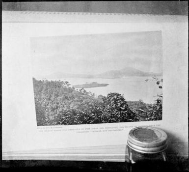 Photograph of an 1878 photograph of Matupit Island being formed during the volcanic eruption that year, Rabaul, New Guinea / Sarah Chinnery