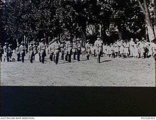 The band of 2/22 Battalion about to move off during the Anzac Day Service. The band was unique in that the 23 of the members of the band were originally Salvation Army bandsmen. They enlisted as a ..