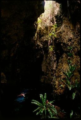 Cavern in tropical rainforest, Niue