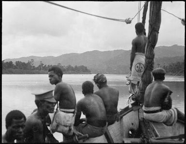 Schooner Hermes with police and prisoners, Awar, Sepik River, New Guinea, 1935. 1 / Sarah Chinnery