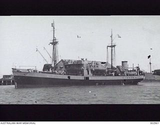 PORT SIDE VIEW OF THE DUTCH STEAMER BALIKPAPAN WHICH WAS INVOLVED IN OPERATION LILLIPUT IN NEW GUINEA BETWEEN 1942-12 AND 1943-06. (NAVAL HISTORICAL COLLECTION)