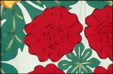 Tivaevae tataura, roti (rose) pattern, by Taarouru Apera (detail)