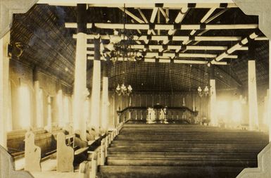 Interior of a Methodist church in Tonga, 1928