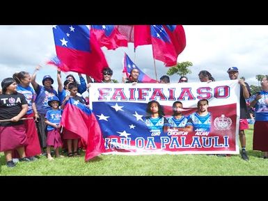 Family of Toa Samoa player Stephen Crichton attend fan day in Mangere