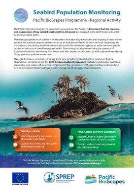 Seabird Population Monitoring : Pacific BioScapes Programme - Regional Activity