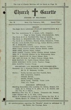 Church Gazette, Polynesia: February 1929