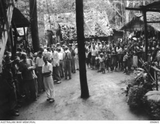 Ramale Valley, New Britain. A group of some of the inmates at the Ramale Valley Internment Camp. Contact with the camp was made by Allied troops and representatives of the Australian Red Cross ..