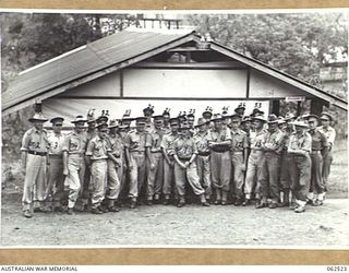 SOGERI VALLEY, PAPUA, NEW GUINEA. 1944-01-05. AUSTRALIAN ARMY OFFICERS WHO ARE ATTENDING A SIGNALS CONFERENCE AT THE AUSTRALIAN SCHOOL OF SIGNALS, HEADQUARTERS, NEW GUINEA FORCE. IDENTIFIED ..