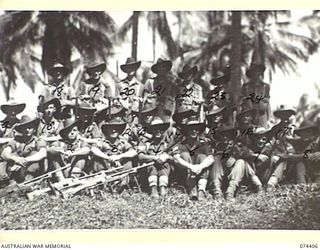 MADANG, NEW GUINEA. 1944-06-30. PERSONNEL OF NO. 16 PLATOON, D COMPANY, 24TH INFANTRY BATTALION. IDENTIFIED PERSONNEL ARE:- V503043 PRIVATE R.T. SUTHERLAND (1); Q138506 PRIVATE T.G. MCTAVISH (2); ..