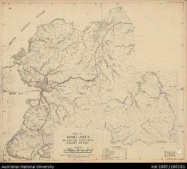 Fiji, Viti Levu, Map of Momi Area, Topographic, Sheet 760, 1954, 1:15 840