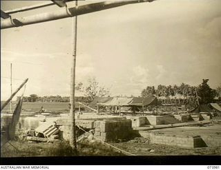 ALEXISHAFEN, NEW GUINEA. 1944-06-10. THE REMAINS OF A CATHEDRAL SHOWING THE RESULTS OF ALLIED BOMBING AND STRAFING, NEAR THE CAMP SITE OF 2/15TH FIELD AMBULANCE