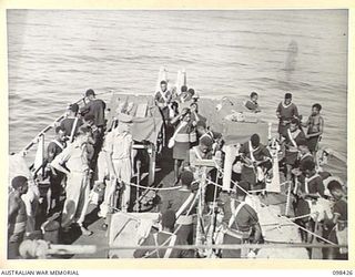 LOSSUK BAY, NEW IRELAND. 1945-10-19. AN AUSTRALIAN NEW GUINEA ADMINISTRATIVE UNIT ADMINISTRATIVE HEADQUARTERS WAS SET UP AT KAVIENG WITH CAPTAIN F.N.W. SHAND, ANGAU DISTRICT OFFICER IN CHARGE, TO ..