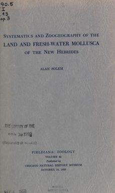 Systematics and zoogeography of the land and fresh-water mollusca of the New Hebrides