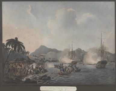 View of Owhyhee in the Sandwich Islands in the South Seas] drawn on the spot by Jas. Clevely, painted by Jno. Clevely, London, F. Jukes aquatt