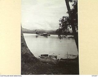 MILNE BAY, NEW GUINEA. 1944-02-09. A ROYAL AUSTRALIAN AIR FORCE CATALINA FLYING BOAT IN THE HARBOUR AT MILNE BAY