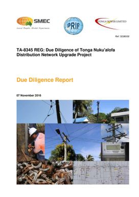 TA-8345 REG: Due Diligence of Tonga Nuku'alofa distribution network upgrade project. Due diligence report.
