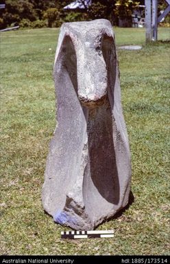 Stone figure? Grindstone with several main facets kept in the Local Government Council Mess, Vunadidir